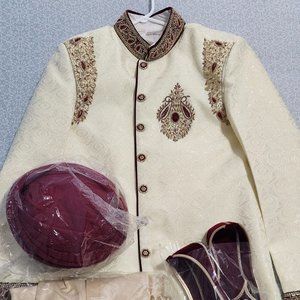 NEW Wedding Sherwani with Turban and Shoes